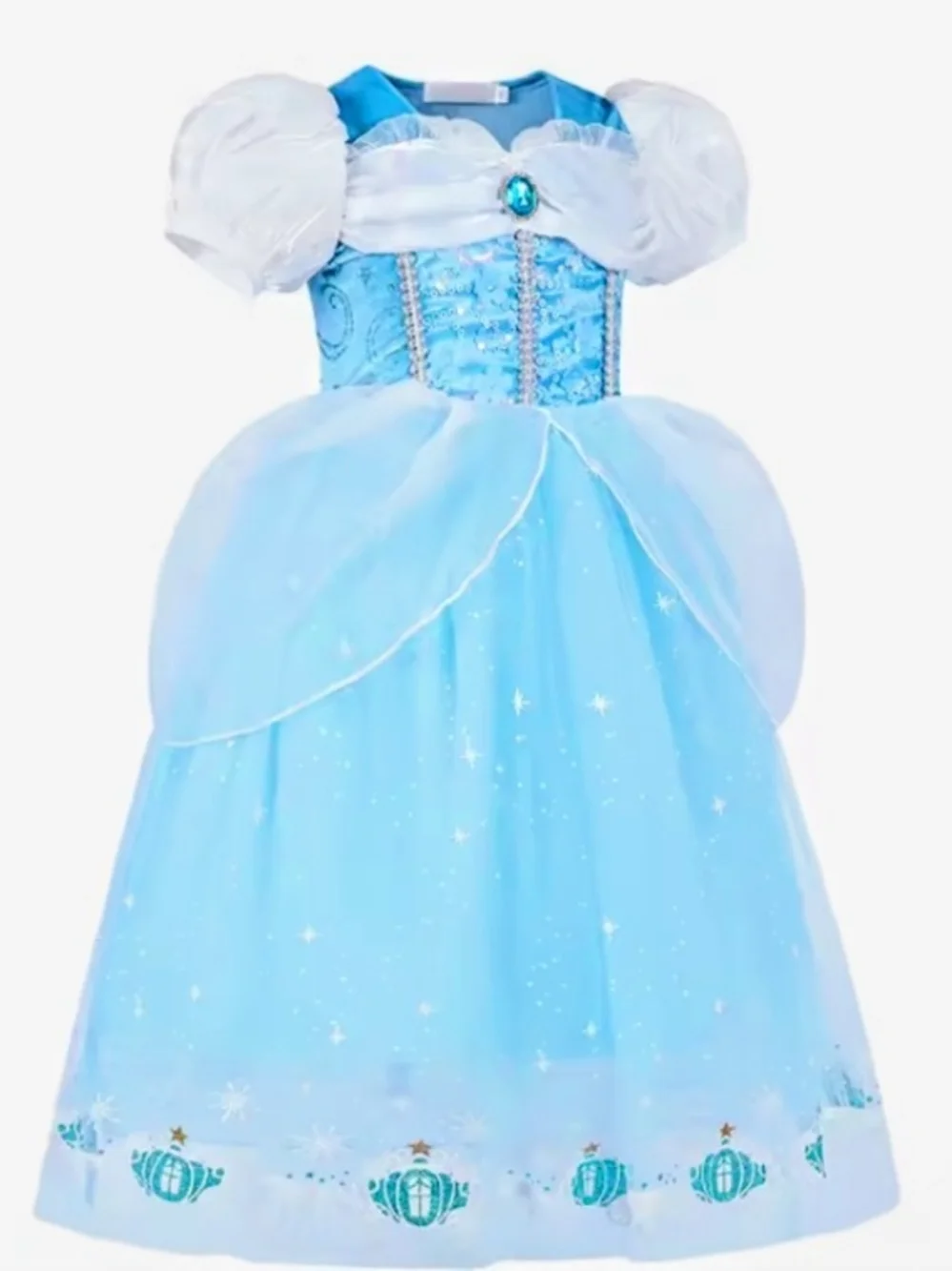 Classic Blue Princess Costume Dress with Tiara and Gloves